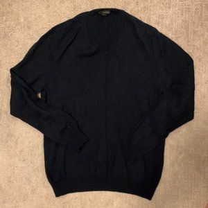 Navy Blue V-Neck Cashmere Sweater
